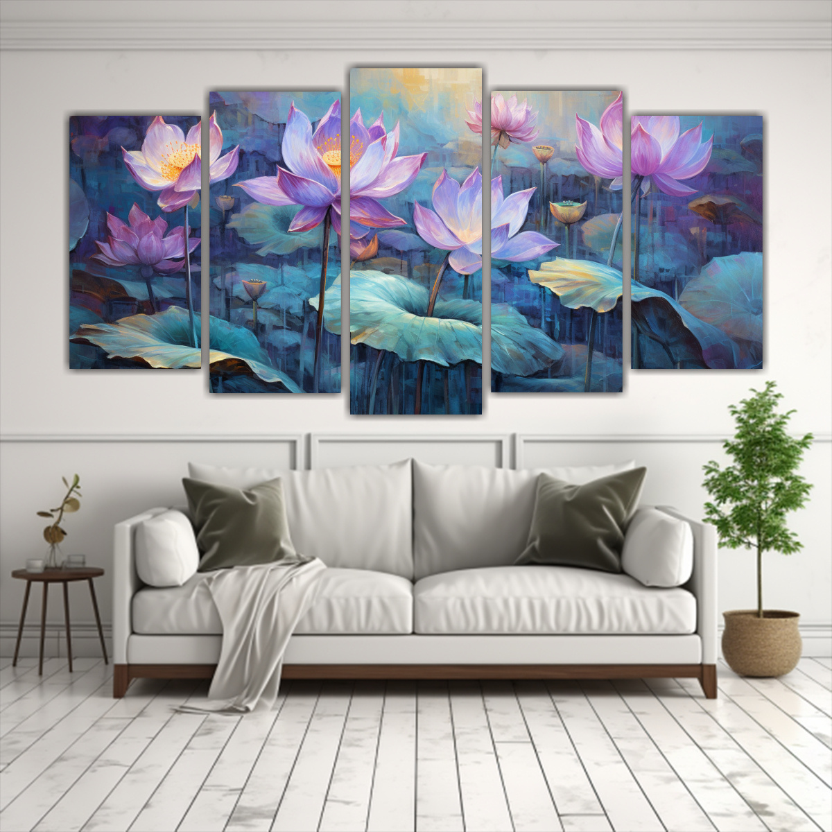 CUADROS ABSTRACTOS ESCENA DE FLORES DE LOTO EN 100X50 CM - 2