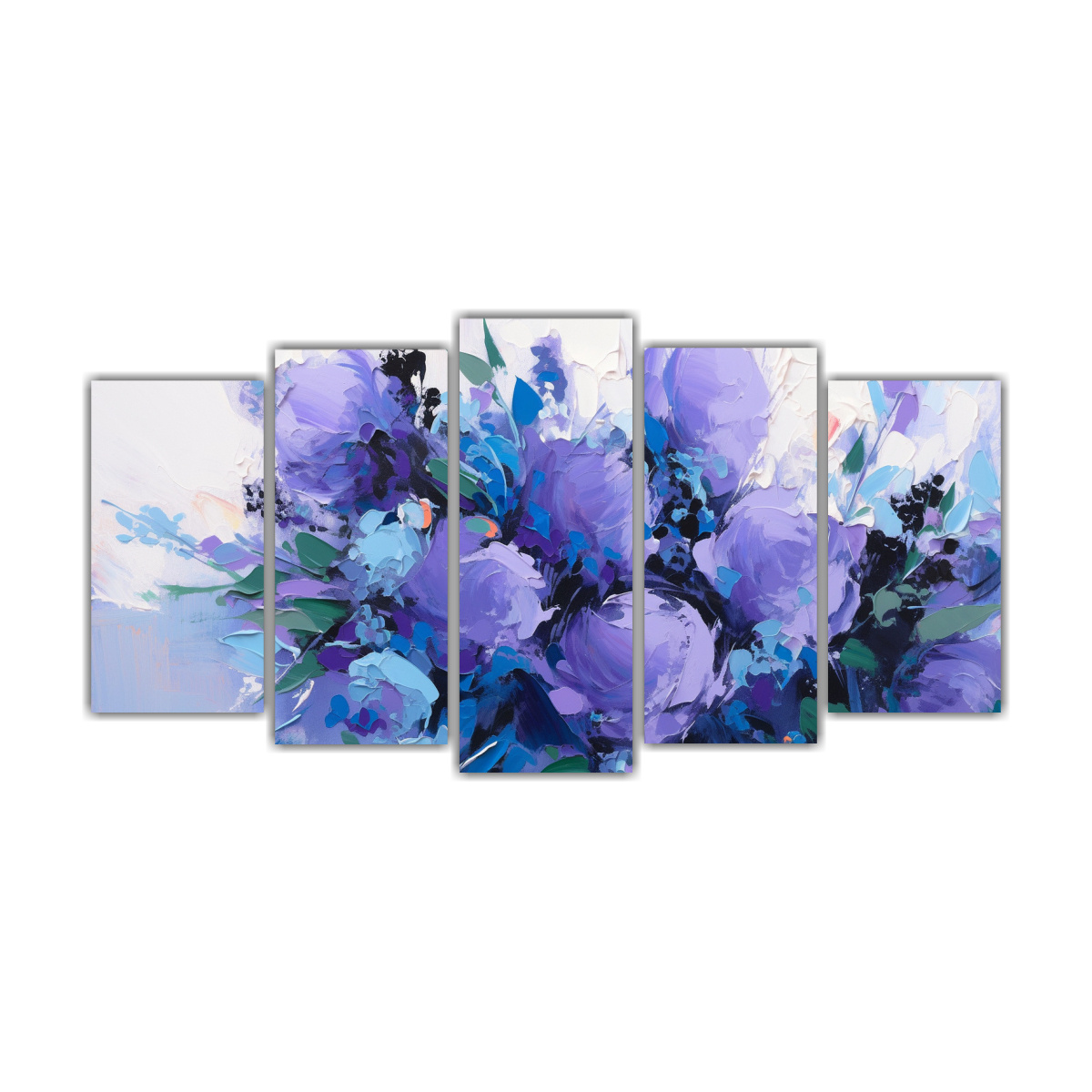 PINTURA EN TELA DE FLORES COLOR MORADO Y CIAN DE 200X100 CM - 1