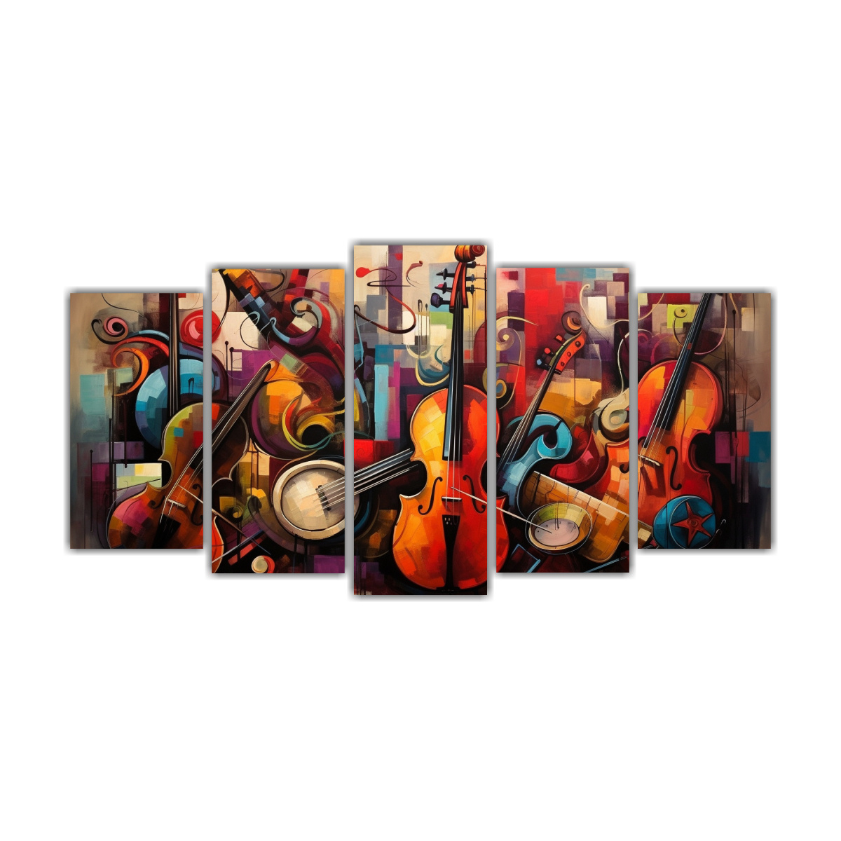 PINTURAS ABSTRACTAS DE INSTRUMENTOS MUSICALES 150X75 CM - 1