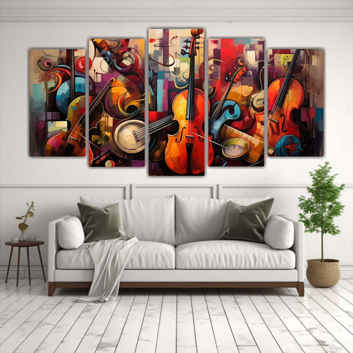 PINTURAS ABSTRACTAS DE INSTRUMENTOS MUSICALES 150X75 CM - 2