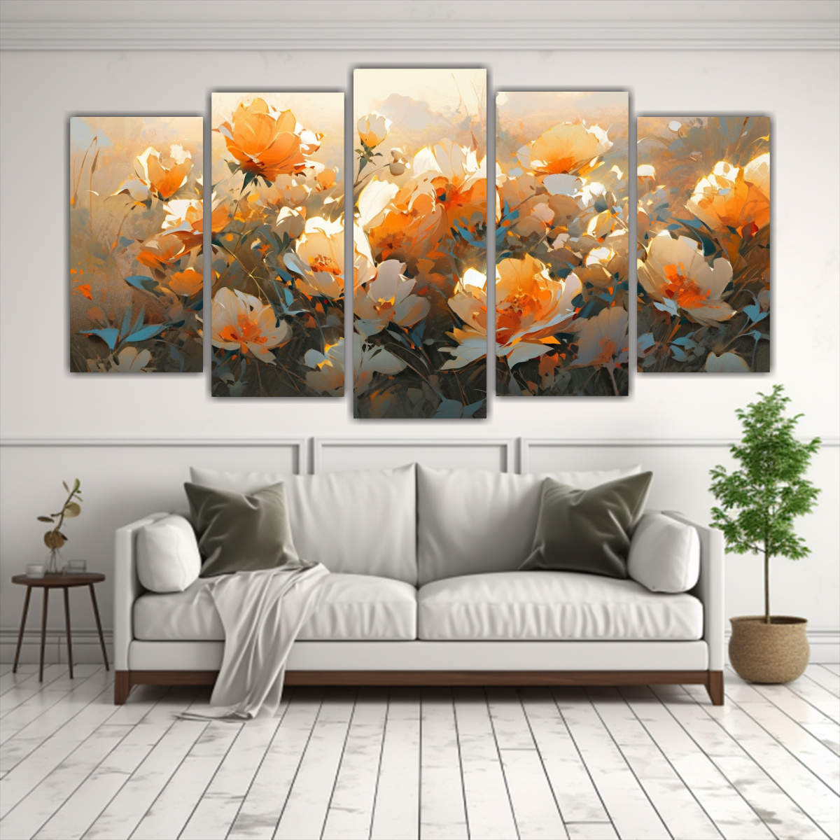 PINTURAS BONITAS EN LIENZO DE COLORES NARANJA Y 250X125 CM - 2