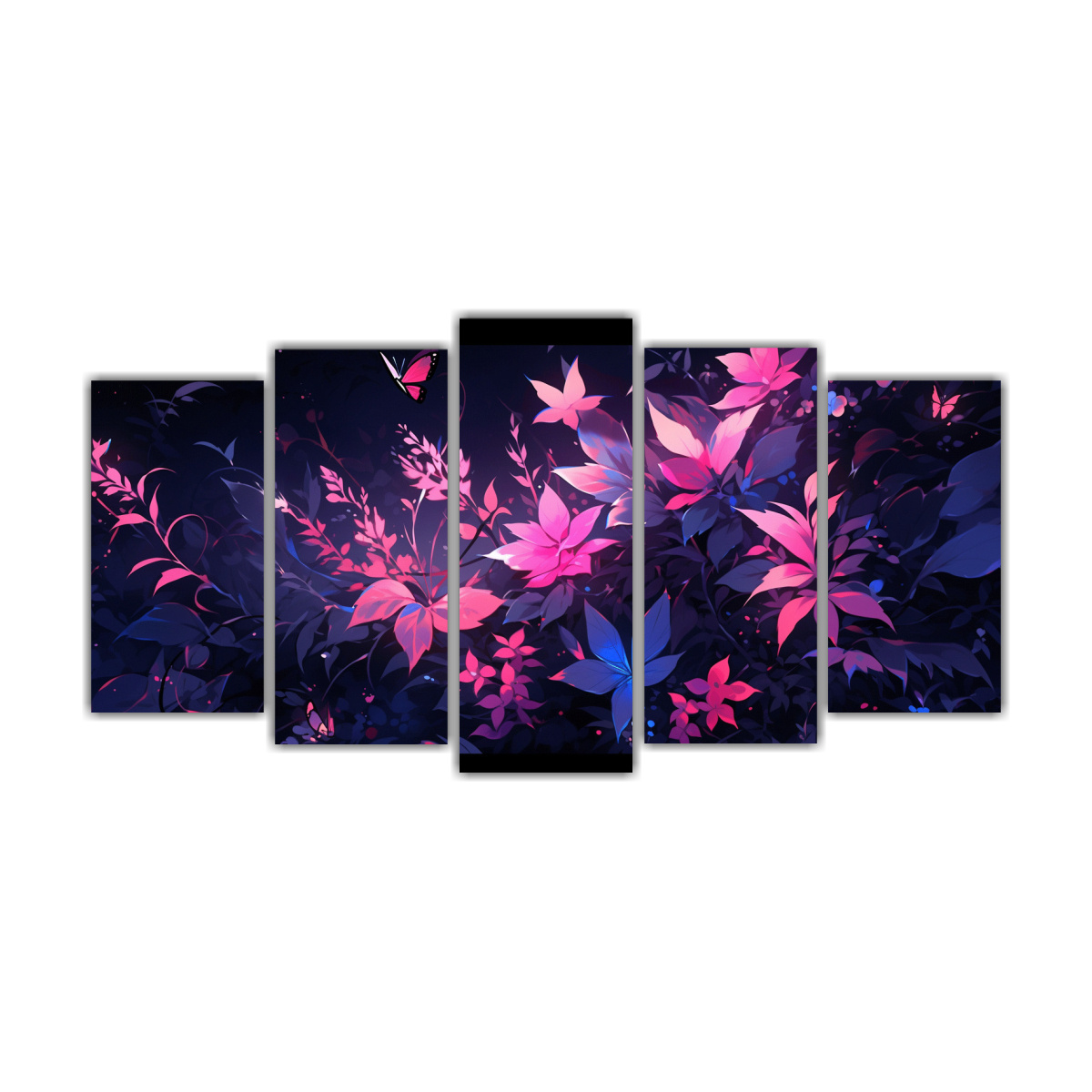 CONJUNTO 5 LIENZOS MODERNO EN VIOLETA Y ROSA, 200X100 CM - 1