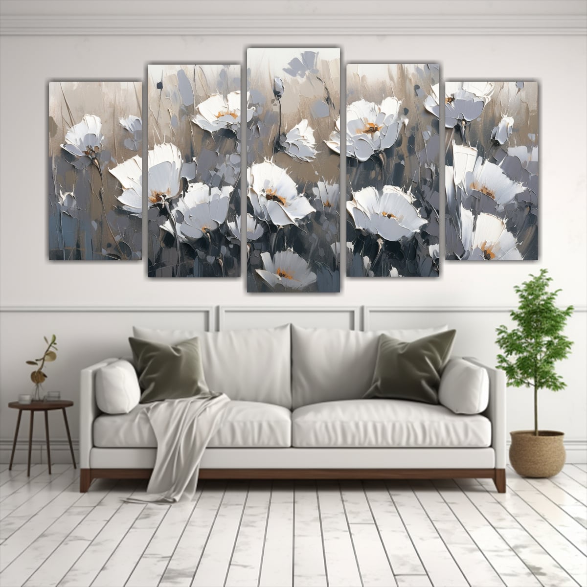 PINTURA EN LIENZO CON MOTIVOS DE FLORES EN TONOS 150X75 CM - 2