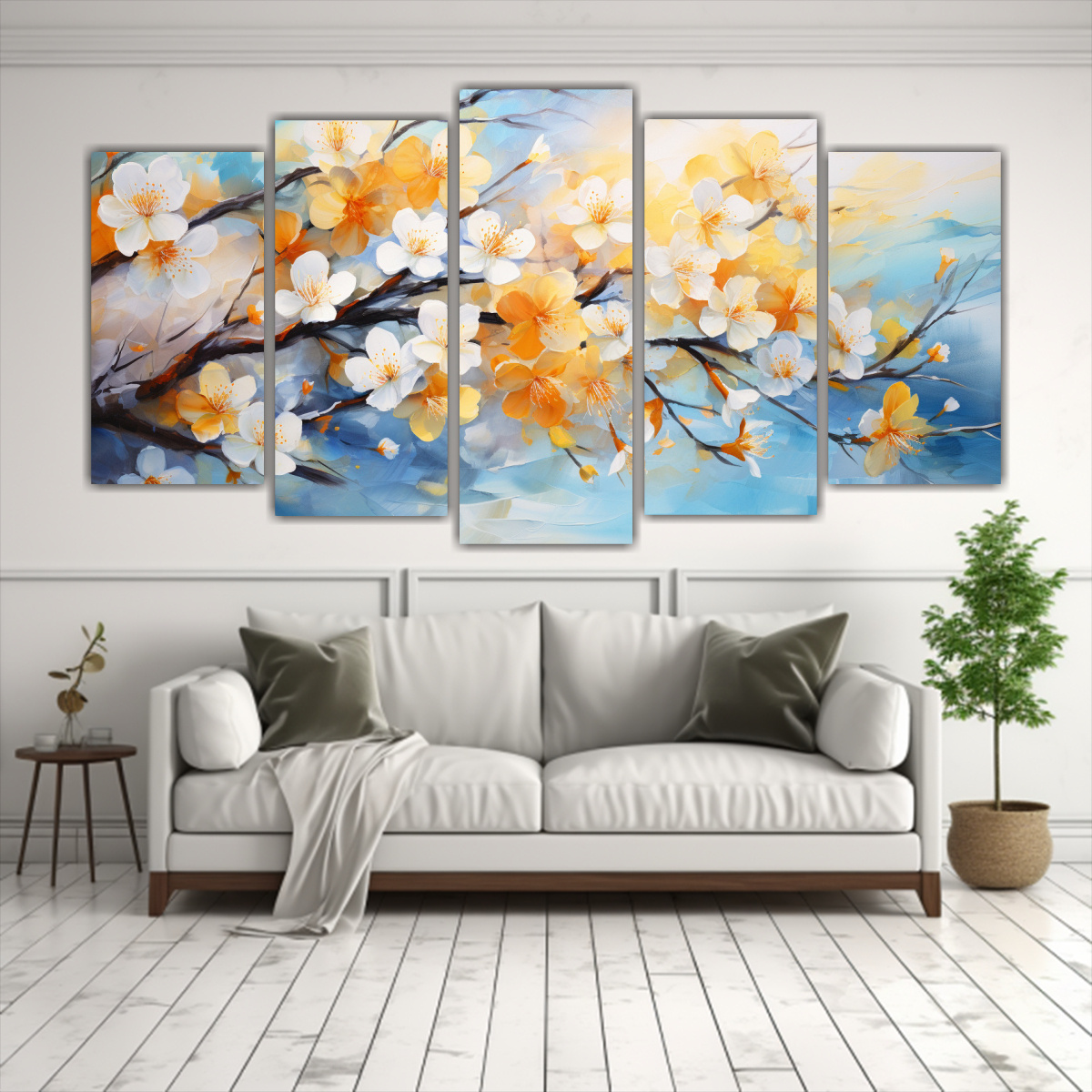 CONJUNTO DE 5 CUADROS FINAS LÍNEAS IMPACTANTE 250X125 CM - 2