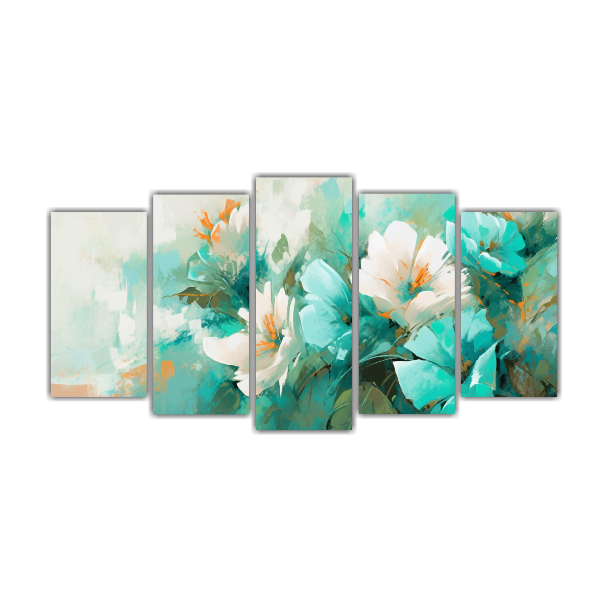 CUADRO DE FLORES EN COLORES TURQUESA PARA SALA EN 200X100 CM - 1