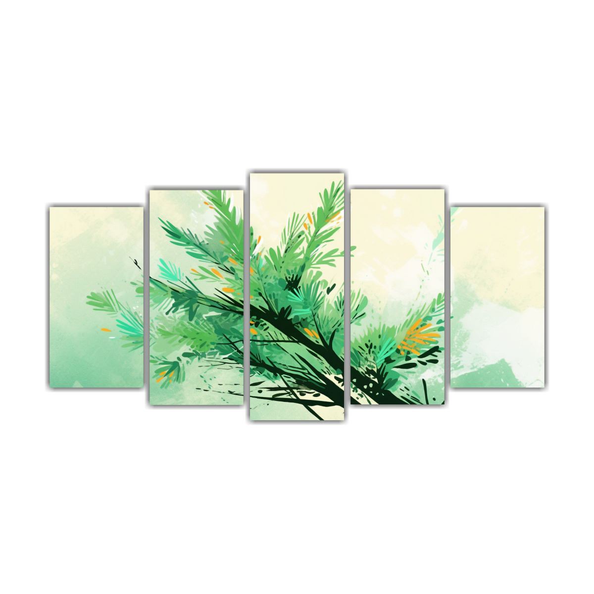 PINTURA DECORATIVA ÁRBOL PINO COLORES VERDES 250X125 CM - 1