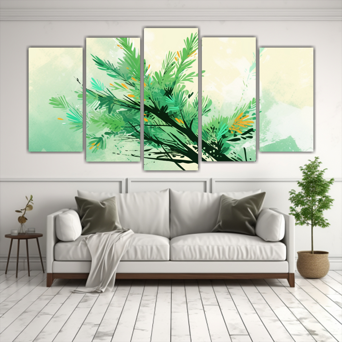PINTURA DECORATIVA ÁRBOL PINO COLORES VERDES 250X125 CM - 2
