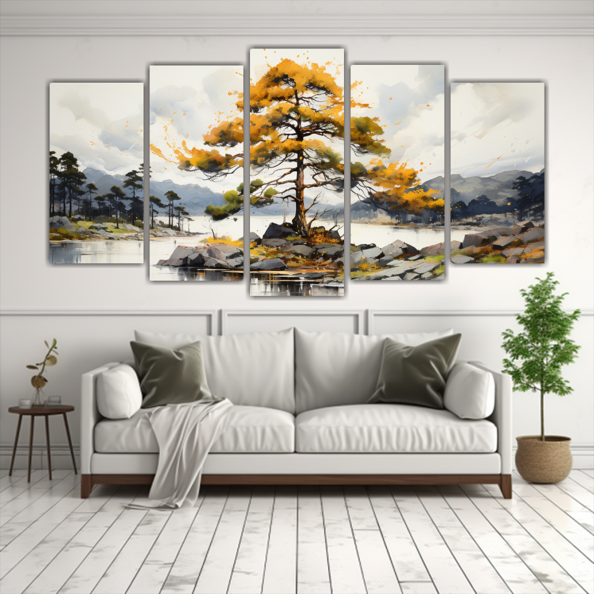 PINTURA ABSTRACTA CON ÁRBOL DE PINO ESCOCÉS EN 200X100 CM - 2