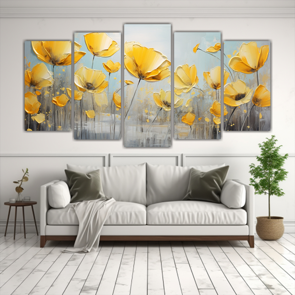 CUADRO DE LIENZOS CUADRO DE AMAPOLAS AMARILLAS 200X100 CM - 2