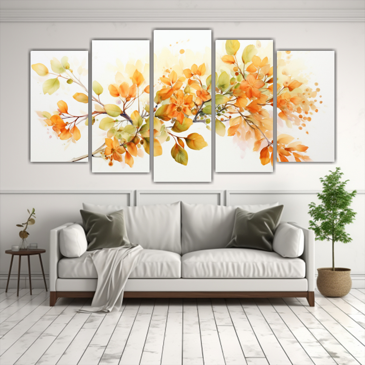 CUADRO ABSTRACTO SET 5 TELA SIMETRÍA FLORES DE 250X125 CM - 2