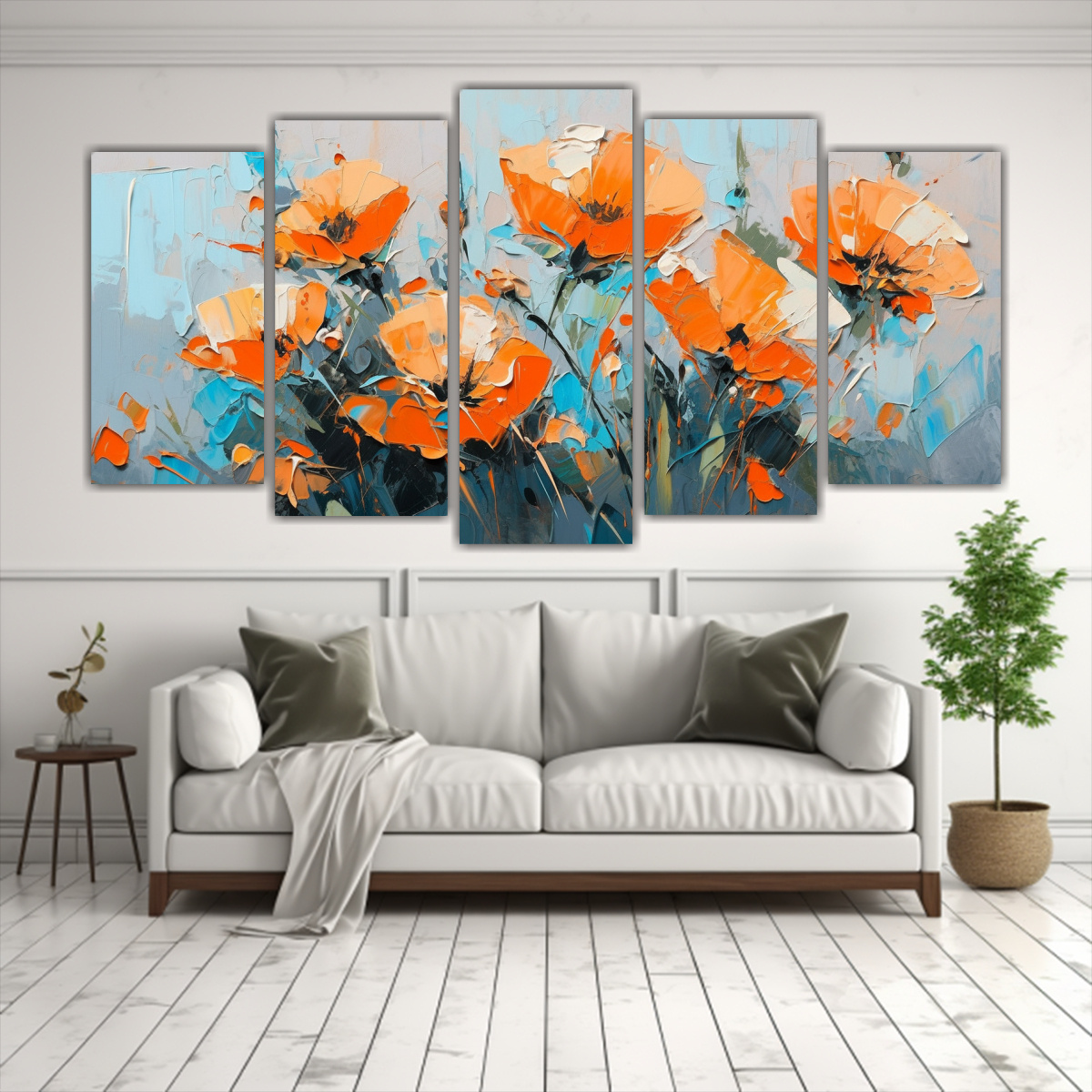 PINTURAS DECORATIVAS DE FLORES EN LIENZO CON 200X100 CM - 2
