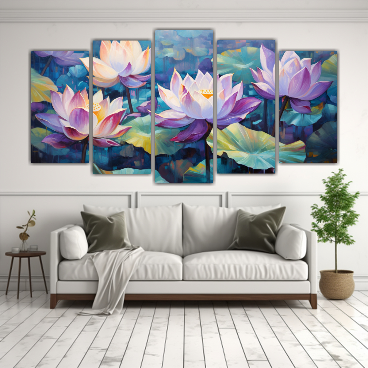 PINTURAS ABSTRACTAS DE FLORES DE LOTO PÚRPURA Y 100X50 CM - 2