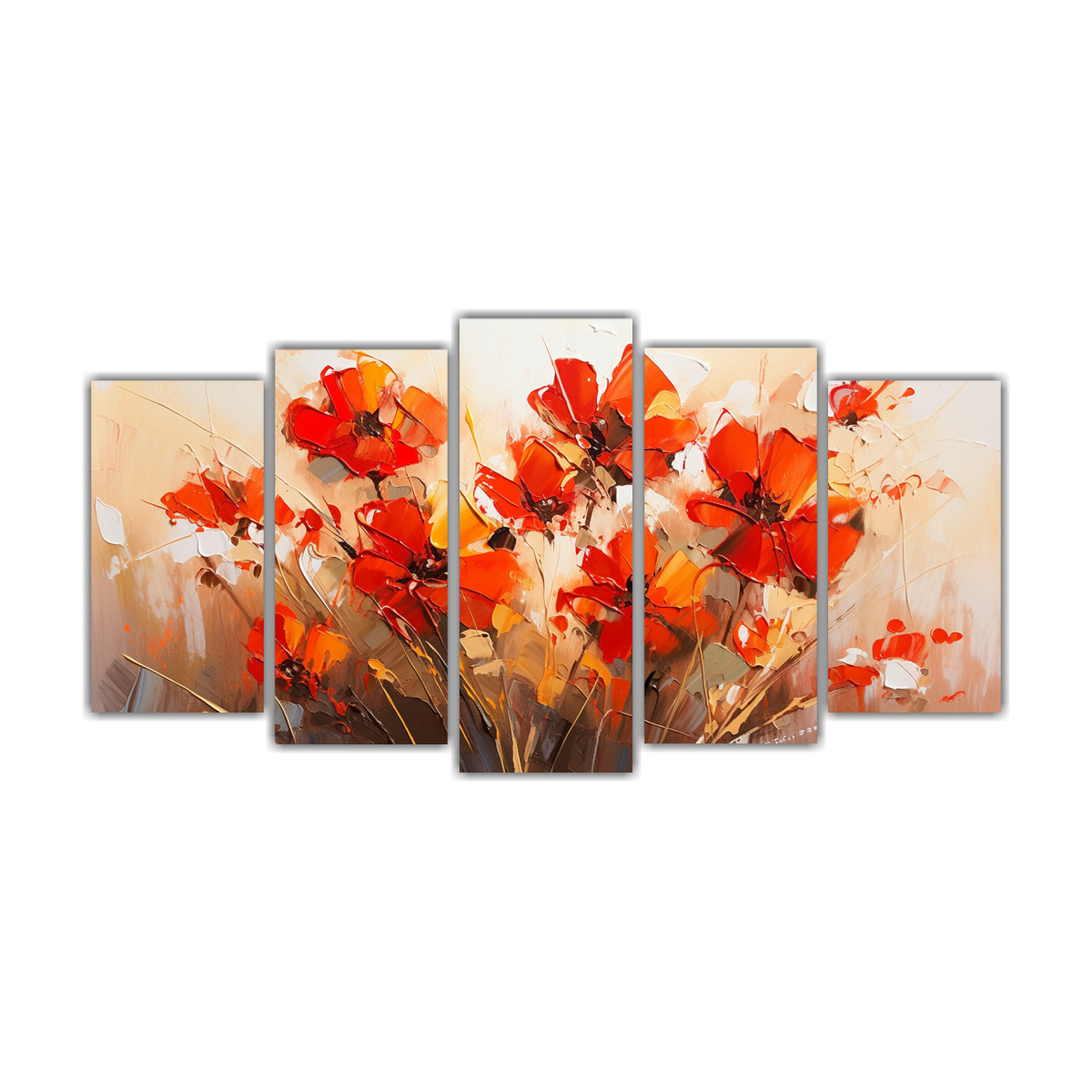 ARTE DE PARED ABSTRACTO EN ROJO Y DORADO CON 100X50 CM - 1