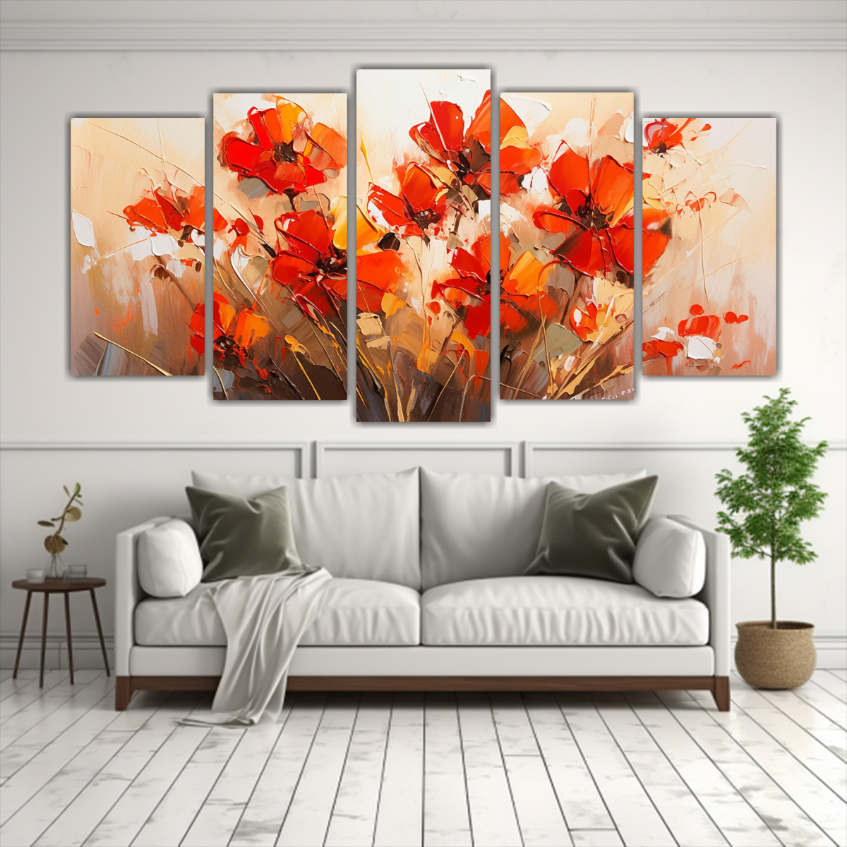 ARTE DE PARED ABSTRACTO EN ROJO Y DORADO CON 100X50 CM - 2