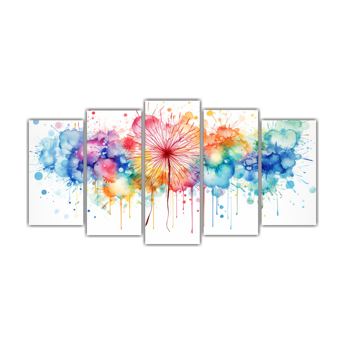 PINTURA ABSTRACTA DE FLORES DE DIENTE DE LEÓN EN 100X50 CM - 1