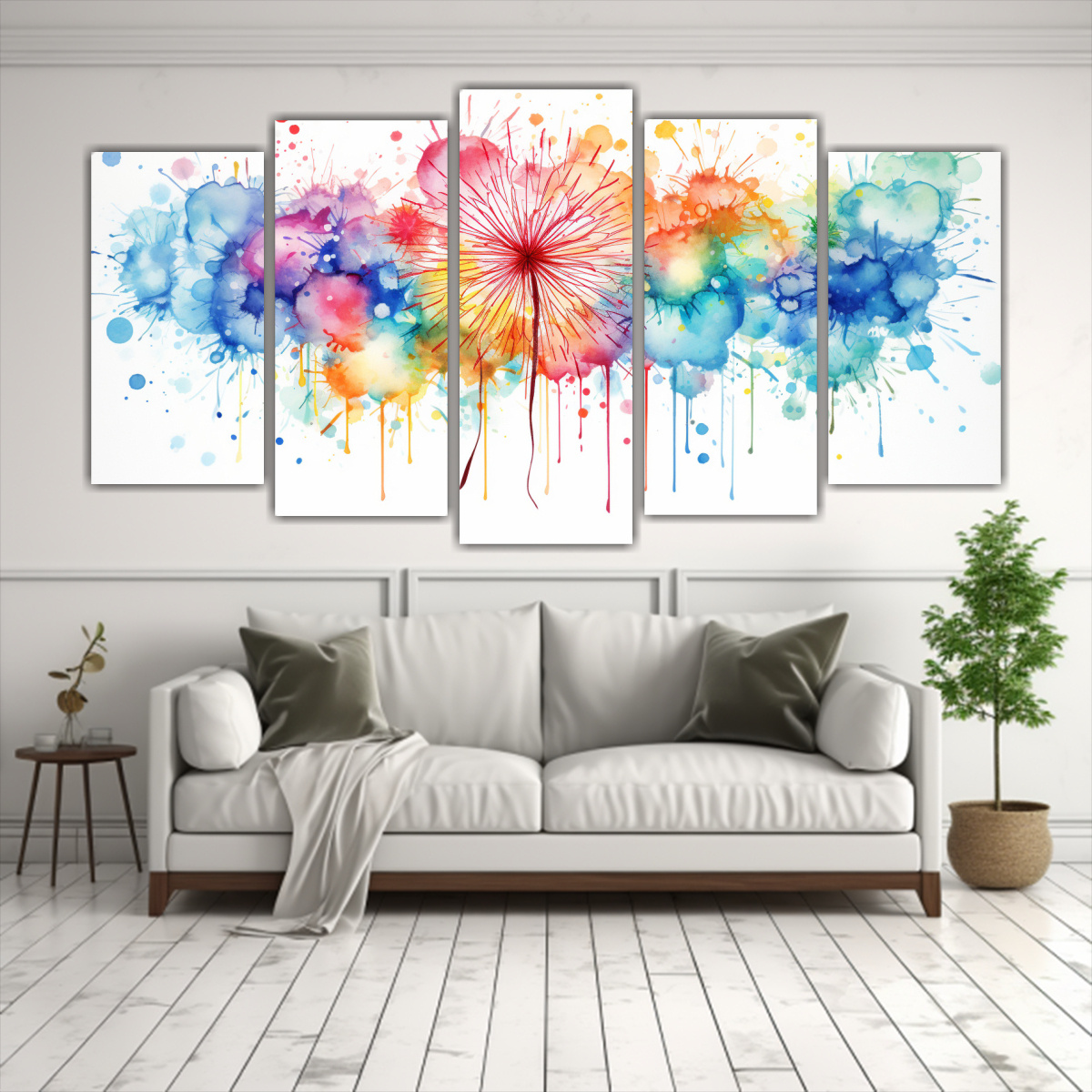 PINTURA ABSTRACTA DE FLORES DE DIENTE DE LEÓN EN 100X50 CM - 2