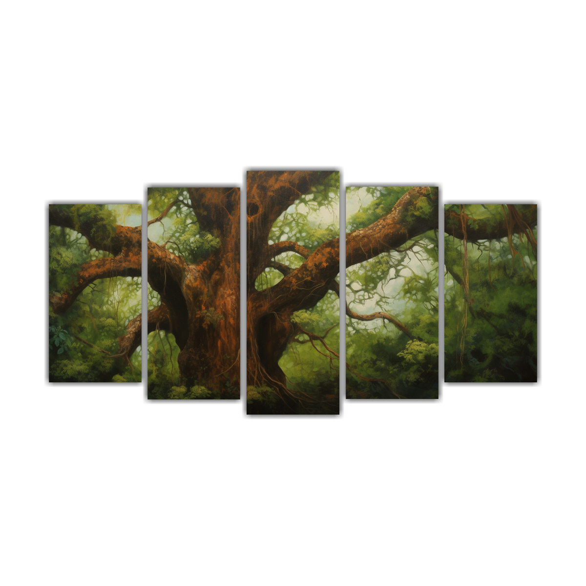 PINTURAS ABSTRACTAS ESTILO ÁRBOL KAURI, CONJUNTO 150X75 CM - 1