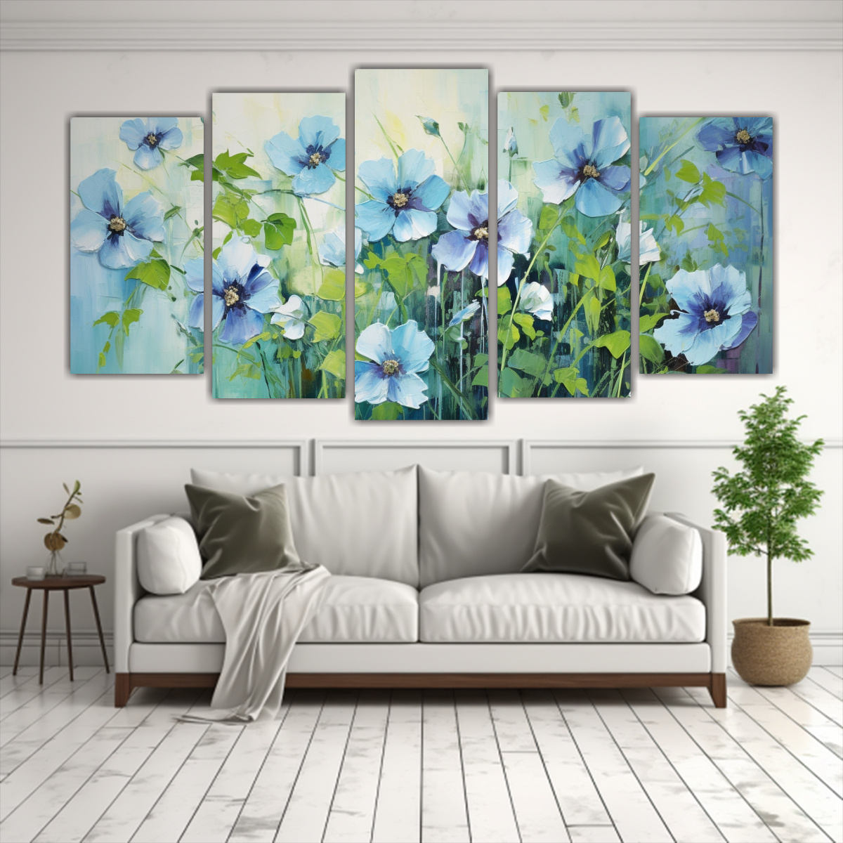 CUADRO DE DECORACIÓN EN RELIEVE DE FLORES VERDES 100X50 CM - 2