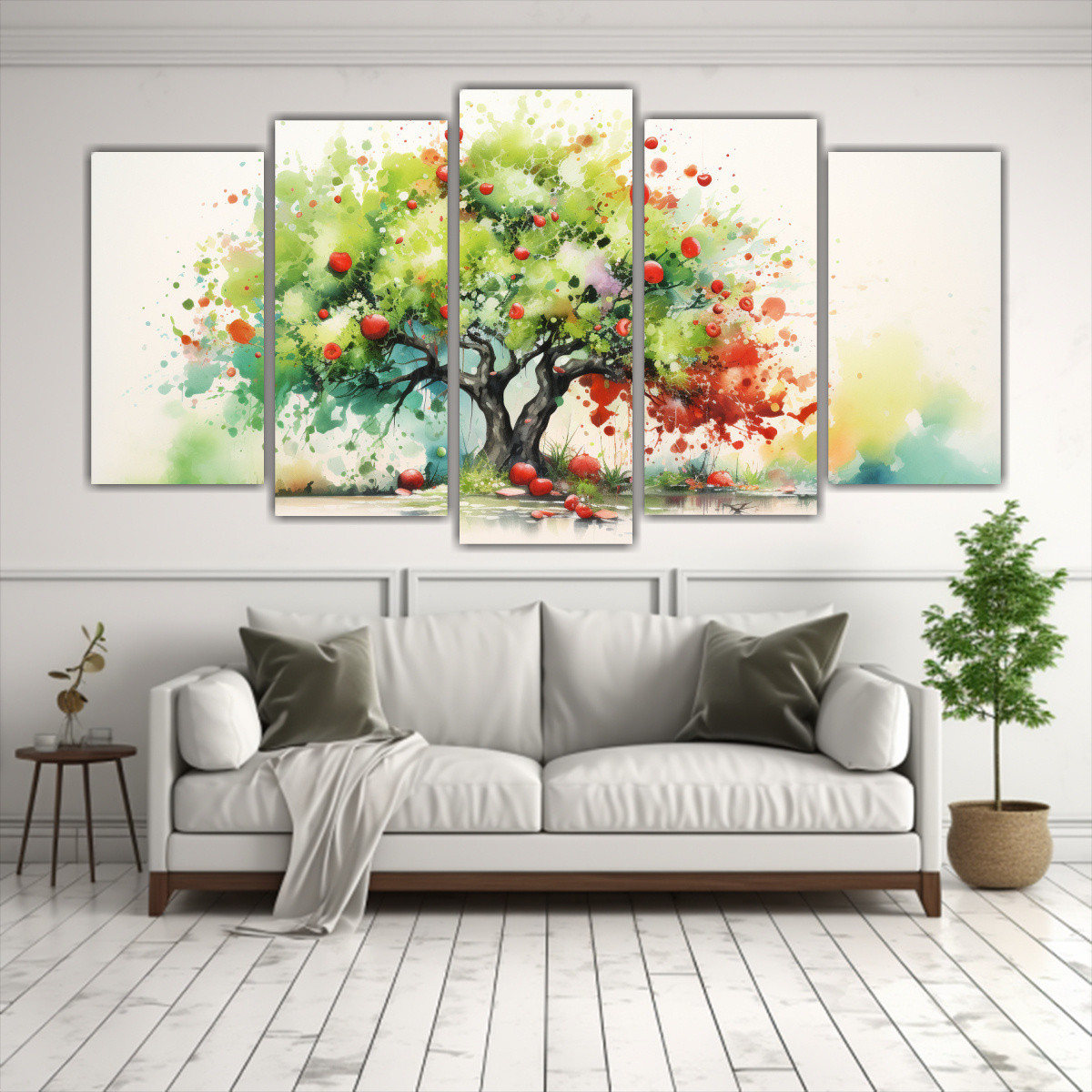 PINTURA ABSTRACTA DE CINCO LIENZOS CÁLIDOS CON 100X50 CM - 2