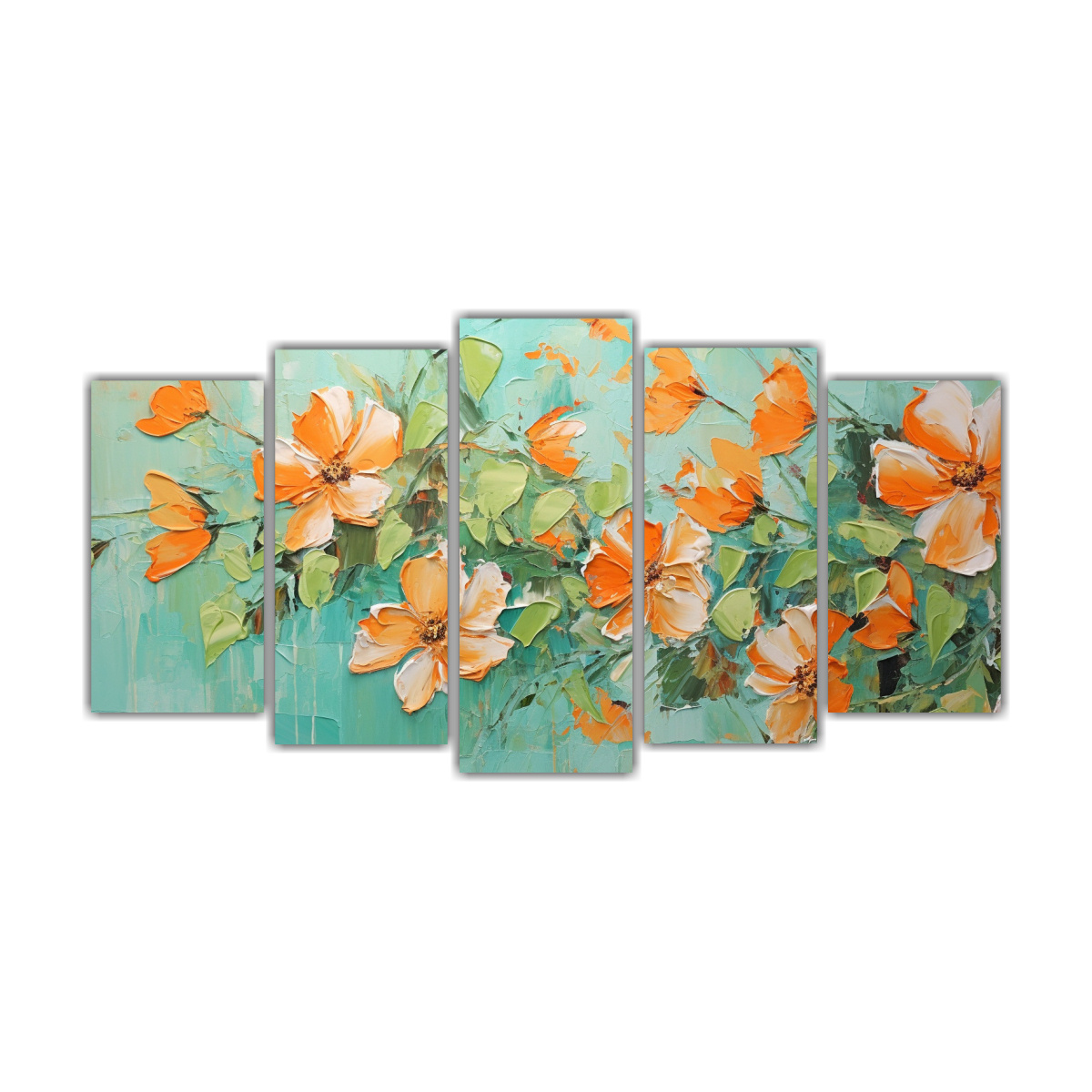 ARTE DE PARED FLORAL EN LIENZO EN COLORES VERDE Y 200X100 CM - 1