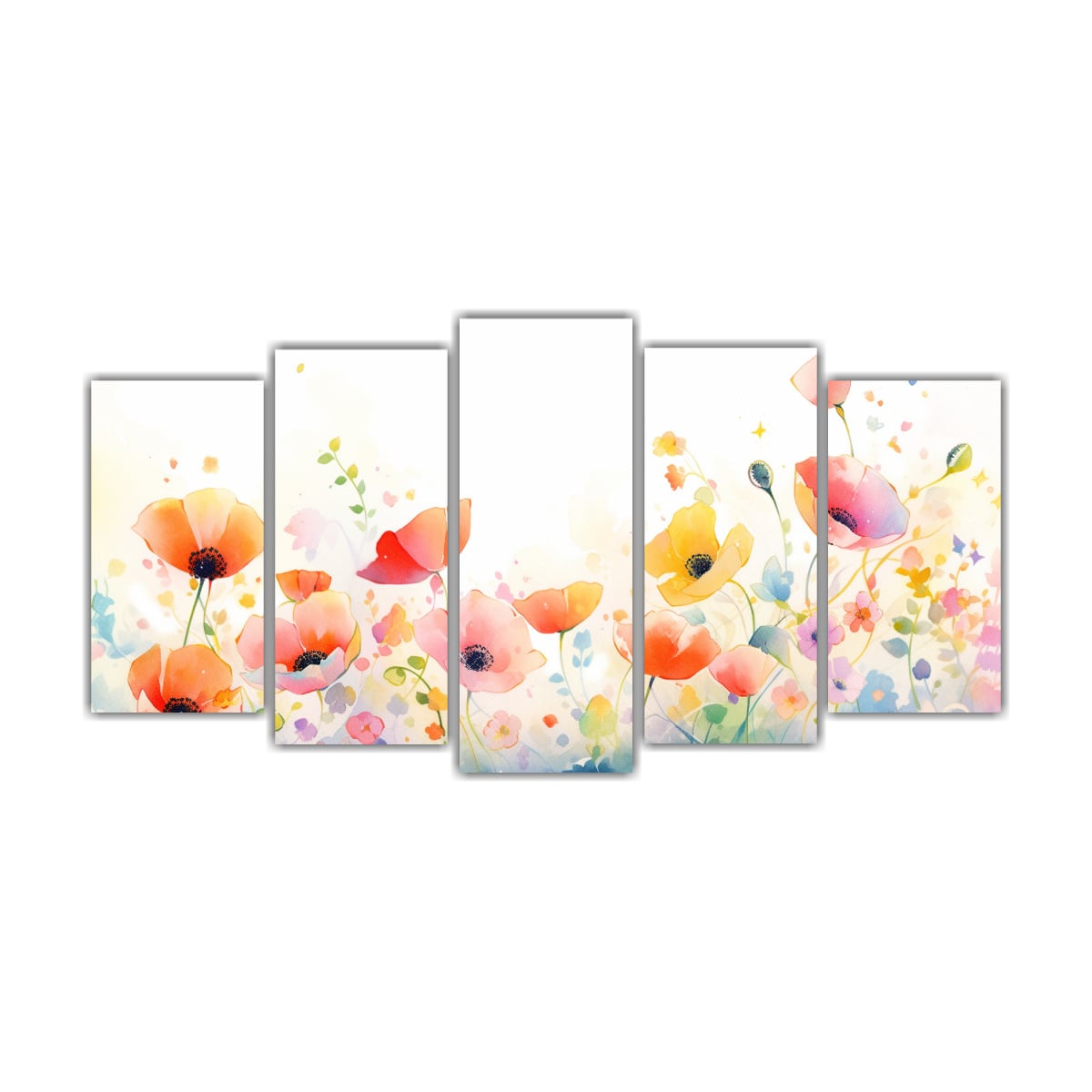 CUADRO ABSTRACTO ACUARELA POPPIES RAINBOW MODERNO 100X50 CM - 1