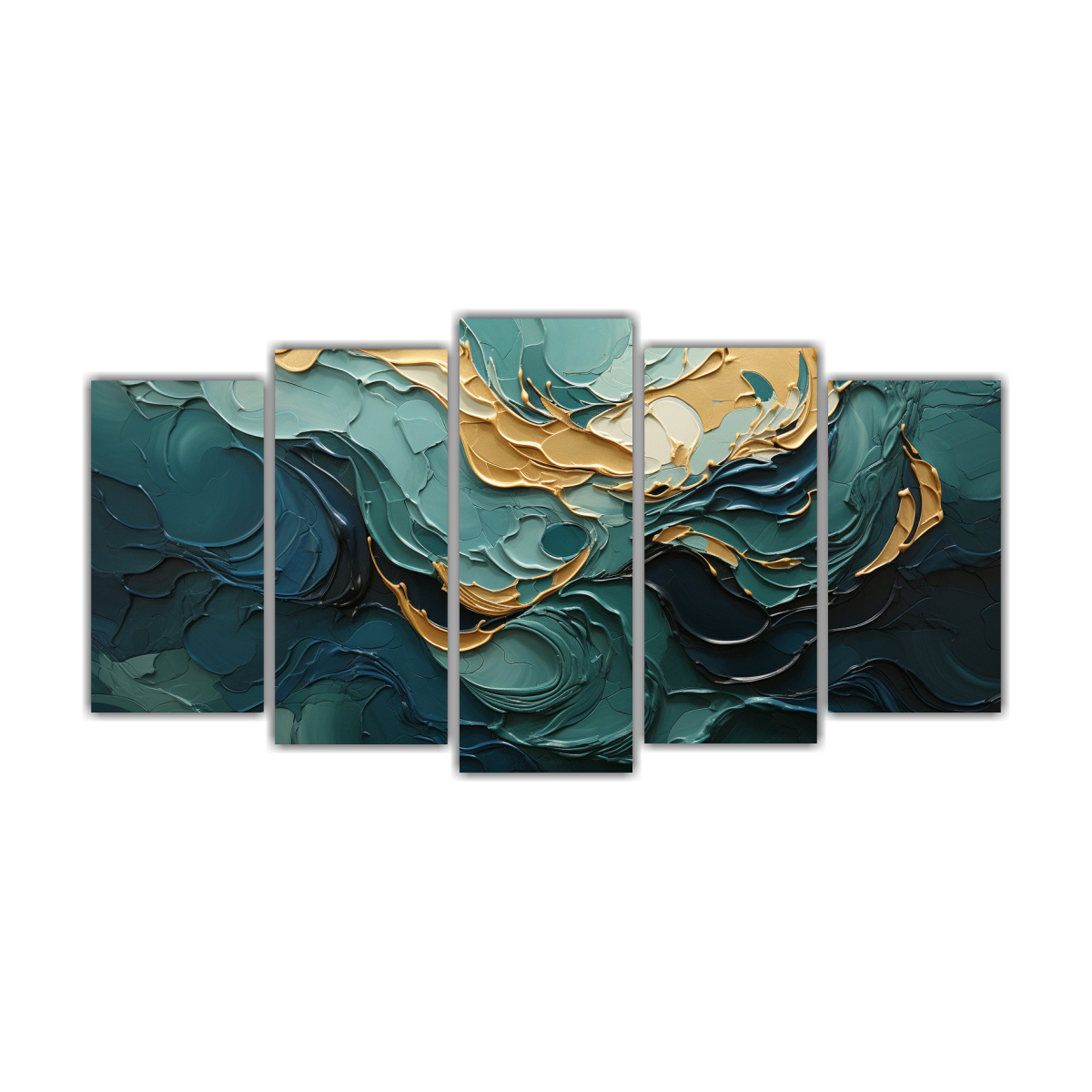 PINTURA ABSTRACTA ELEGANTE EN NEGRO Y DORADO PARA 250X125 CM - 1