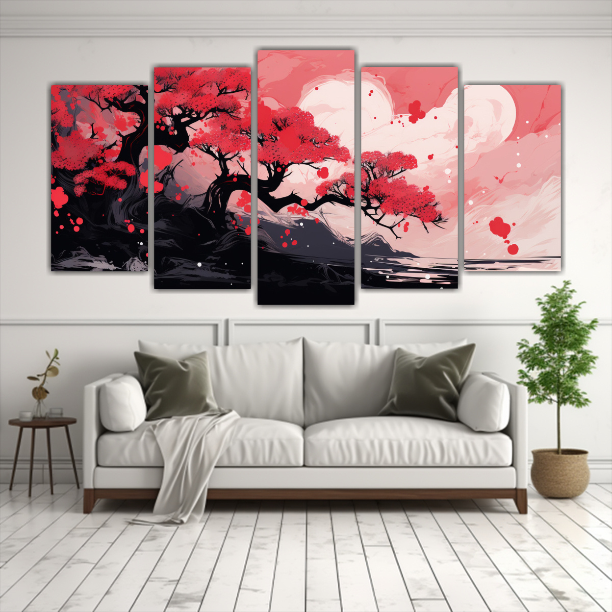 PINTURA DE DECORACIÓN DE CINCO TELAS EN BASTIDOR 150X75 CM - 2