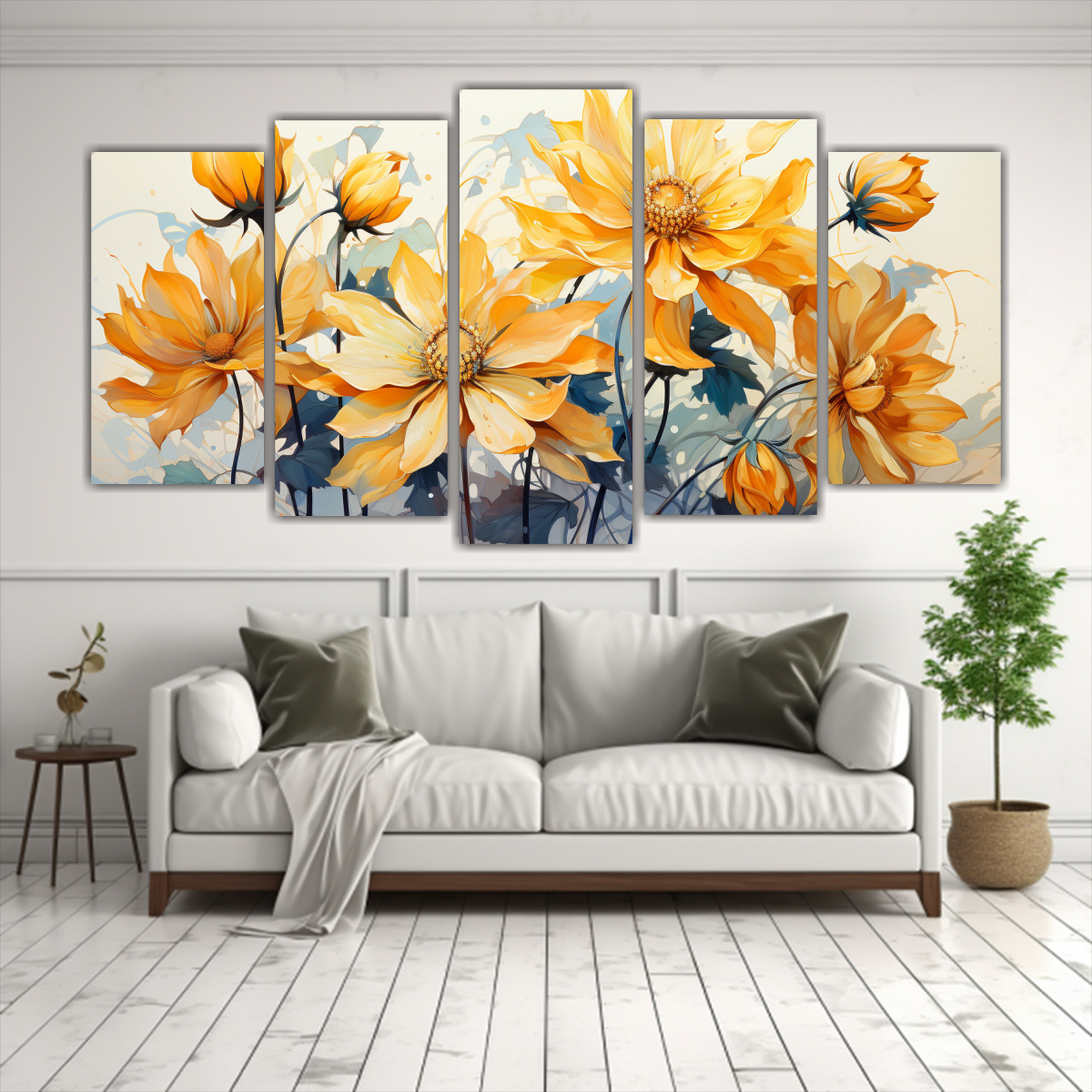 PINTURAS DECORATIVAS DE FLORES CRISANTEMOS EN 200X100 CM - 2