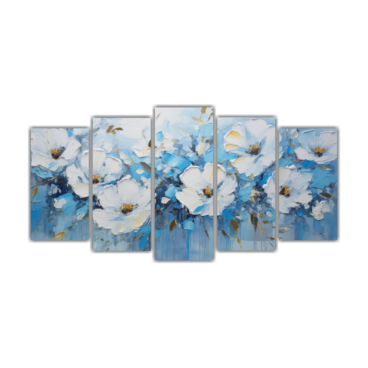 PINTURA EN LIENZO DE FLORES DE COLORES AZULES EN 100X50 CM - 1