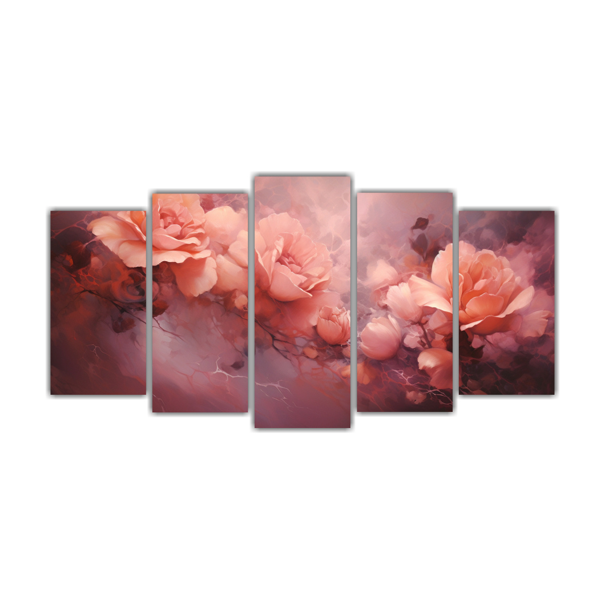 CONJUNTO DE 5 CUADROS ABSTRACTOS EN TONOS ROSAS 200X100 CM - 1