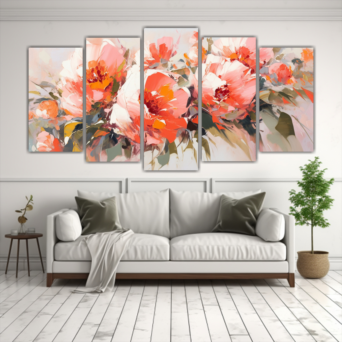 PINTURA DE FLORES EN LONA EN COLORES NARANJA Y 200X100 CM - 2
