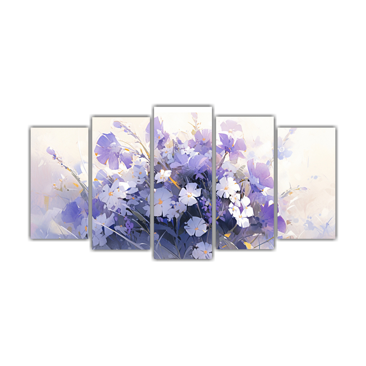 PINTURA EN LIENZO DE FLORES PÚRPURAS Y BLANCAS 250X125 CM - 1