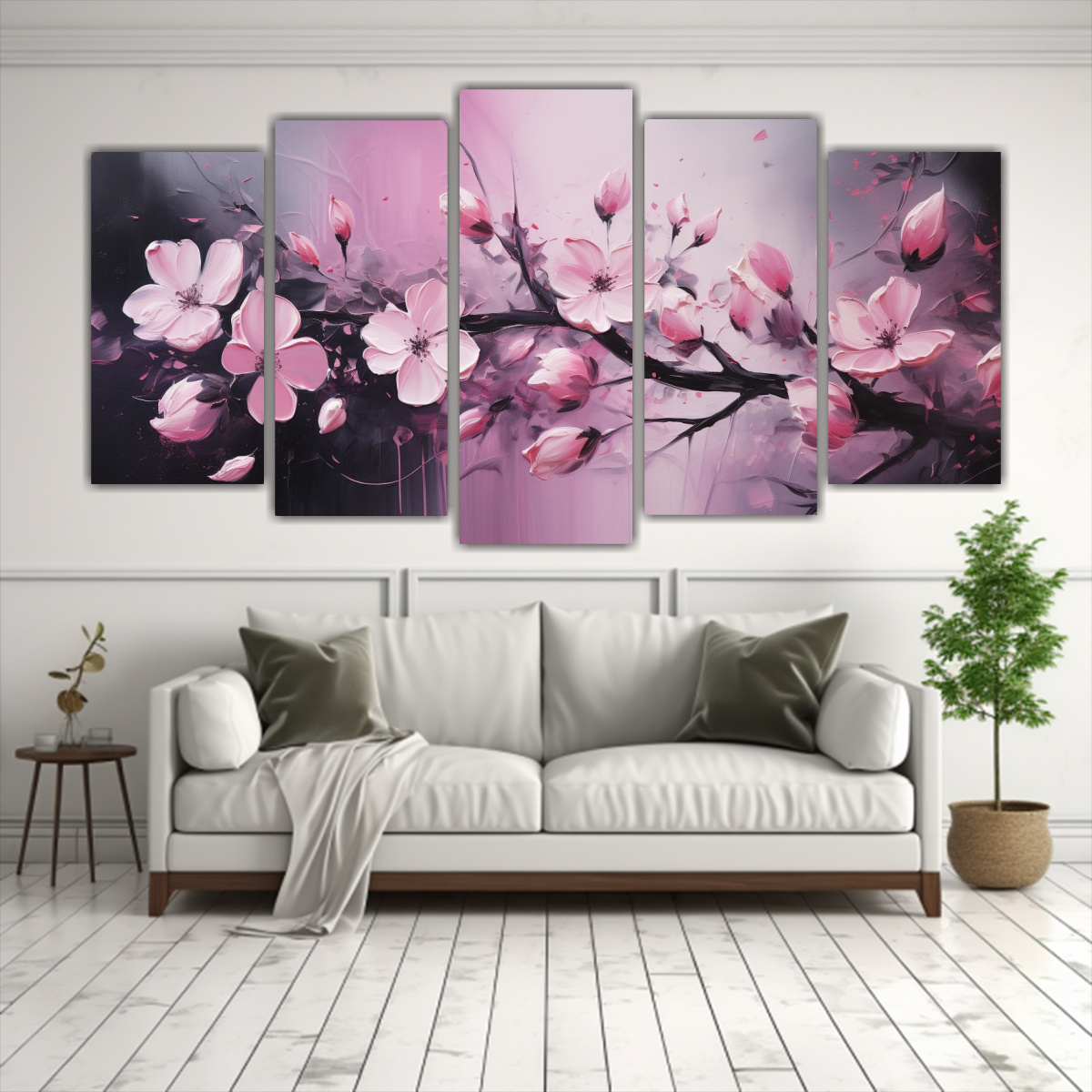 PINTURA DE FLORES EN LIENZO HORIZONTAL EN TONOS 100X50 CM - 2
