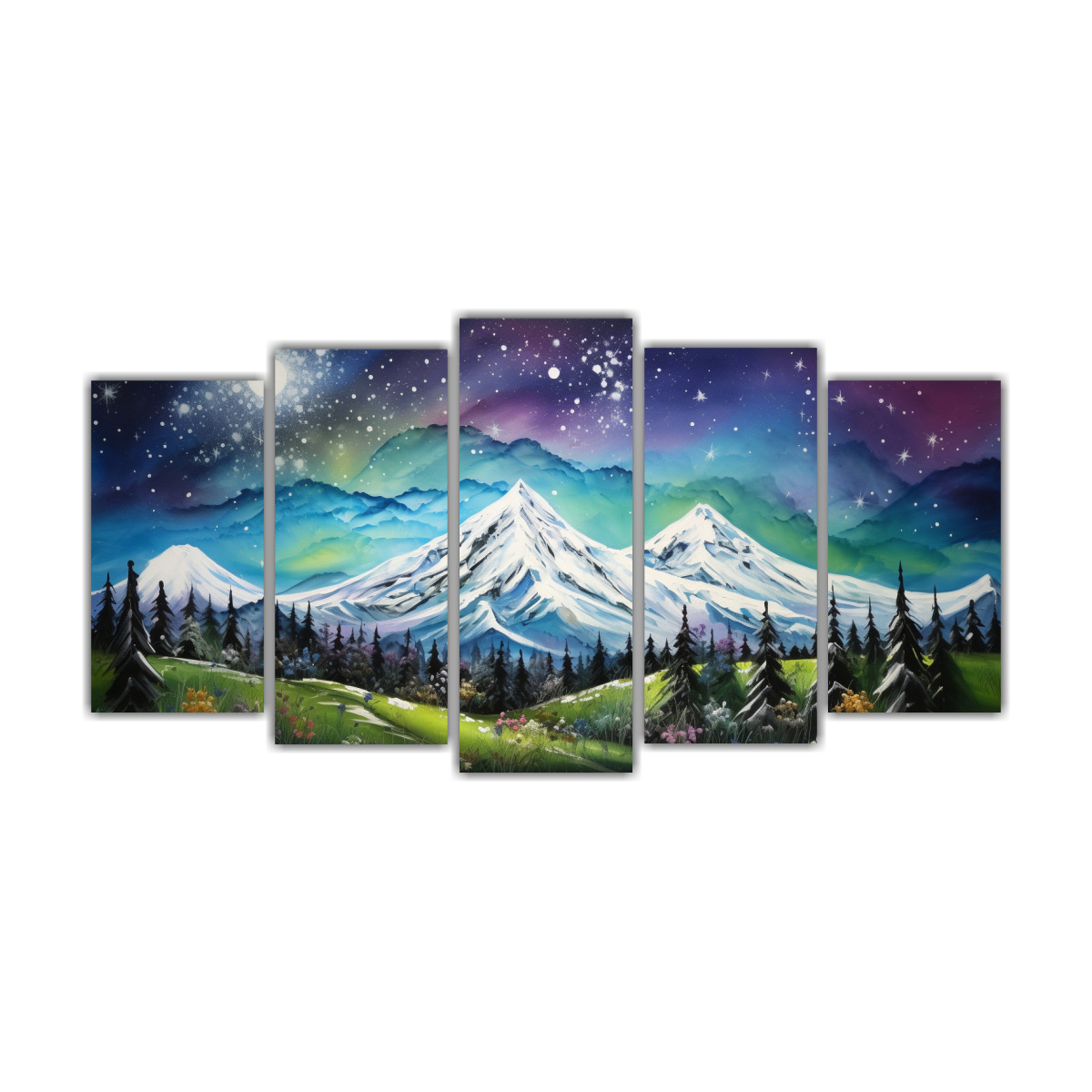 PINTURA EN LIENZO VINTAGE DE PAISAJE DE MONTAÑA 150X75 CM - 1