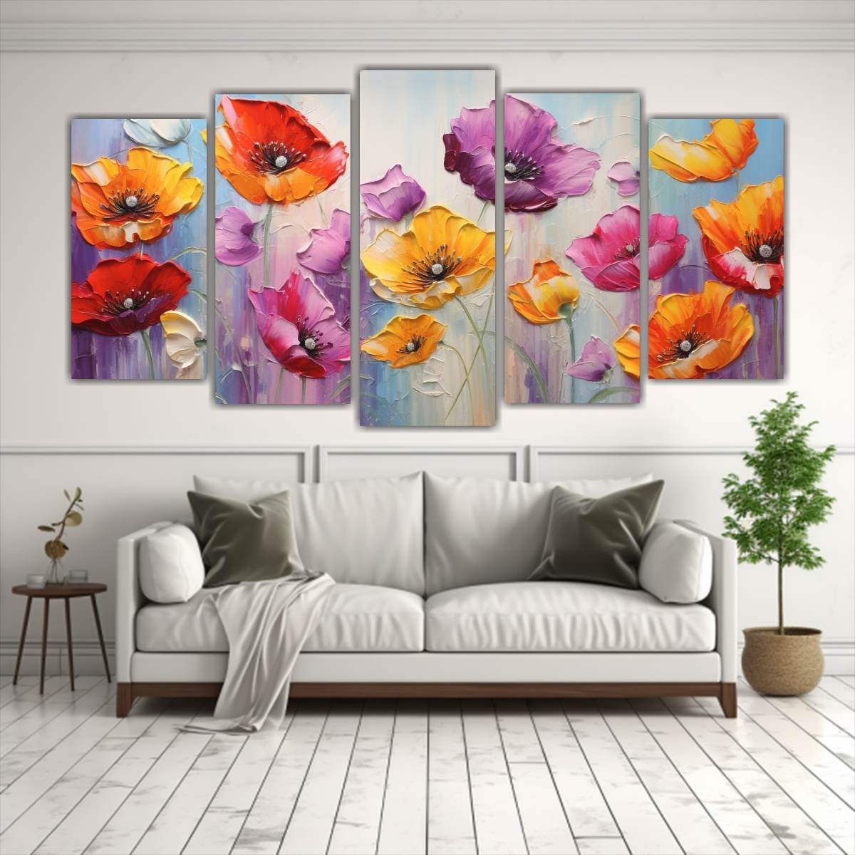 PINTURA EN LIENZO CINCO TELAS EN BASTIDOR 250X125 CM - 2