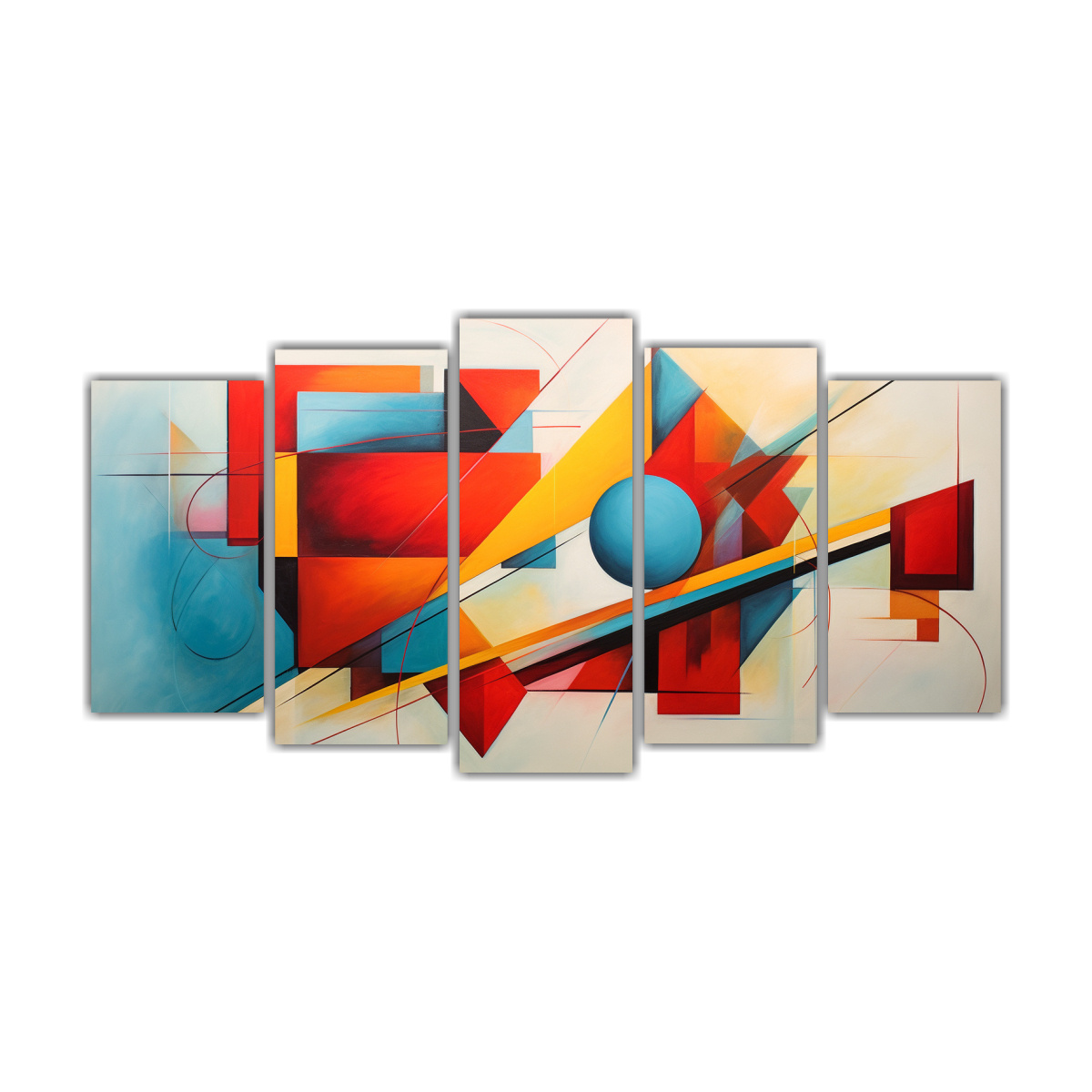 CONJUNTO 5 CUADROS GEOMÉTRICOS ESTÉTICOS, 100X50 CM - 1