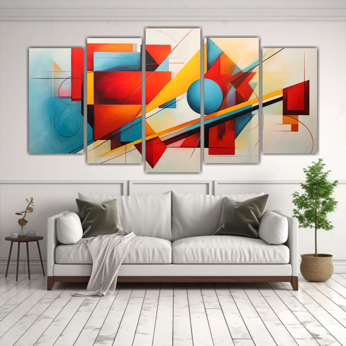 CONJUNTO 5 CUADROS GEOMÉTRICOS ESTÉTICOS, 100X50 CM - 2
