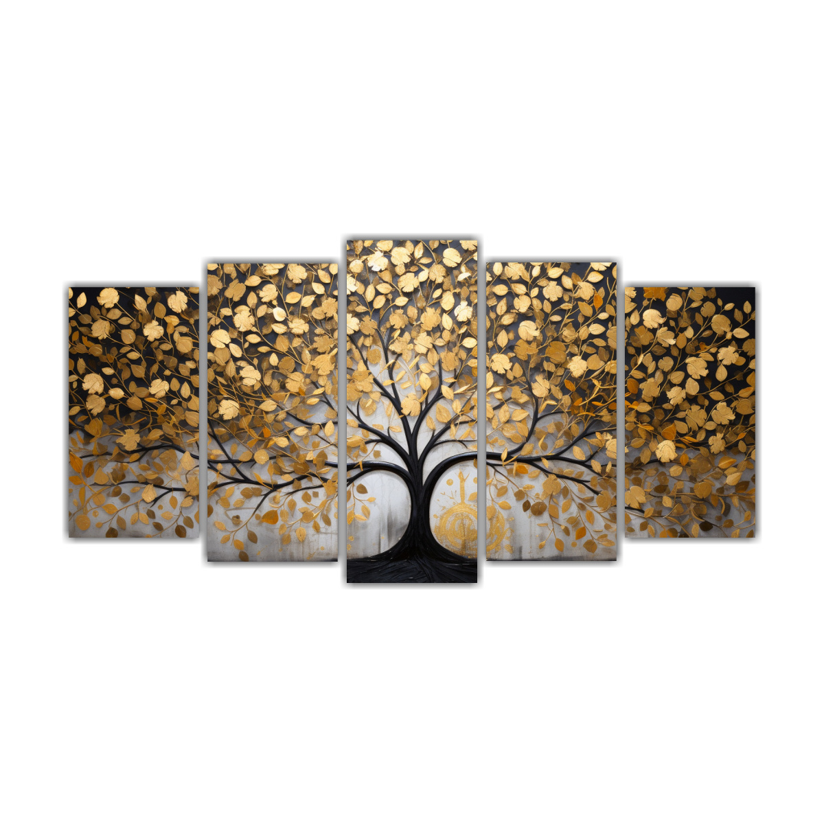 SET 5 CUADROS ELEGANTES PARA SALA ÁRBOL EN NEGRO 100X50 CM - 1