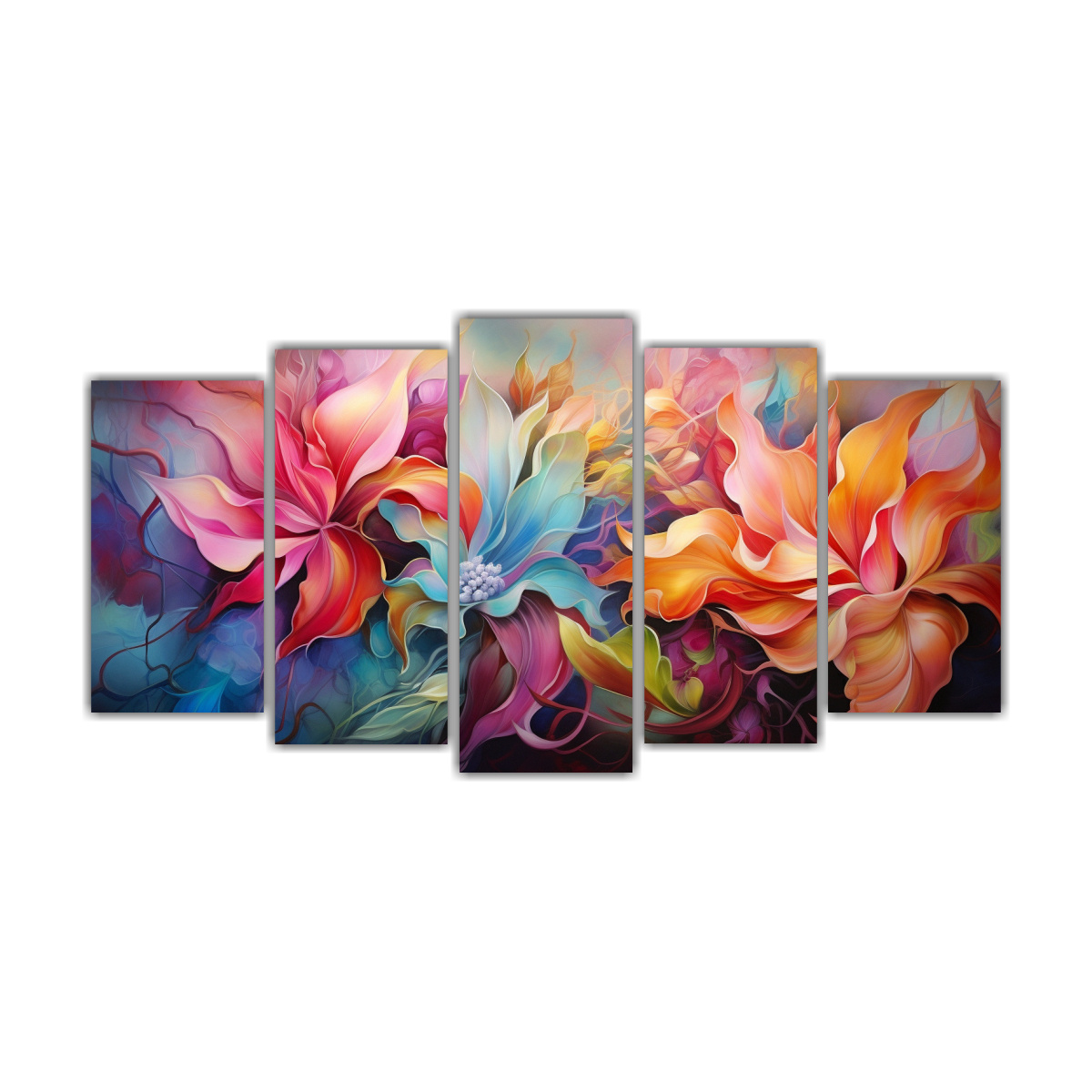 CONJUNTO 5 LIENZOS TELA MODERNOS FLORES Y ALEGRÍA 200X100 CM - 1