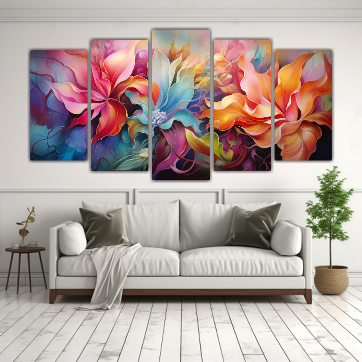 CONJUNTO 5 LIENZOS TELA MODERNOS FLORES Y ALEGRÍA 200X100 CM - 2