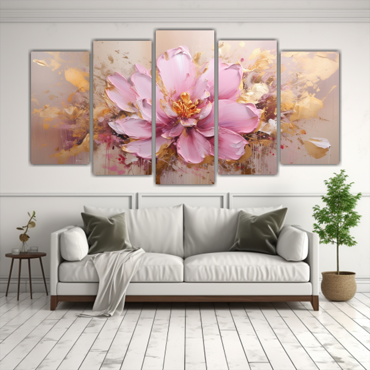 CUADRO ROSA EN LIENZO ESTILO COMPOSICIÓN ESPACIO 200X100 CM - 2