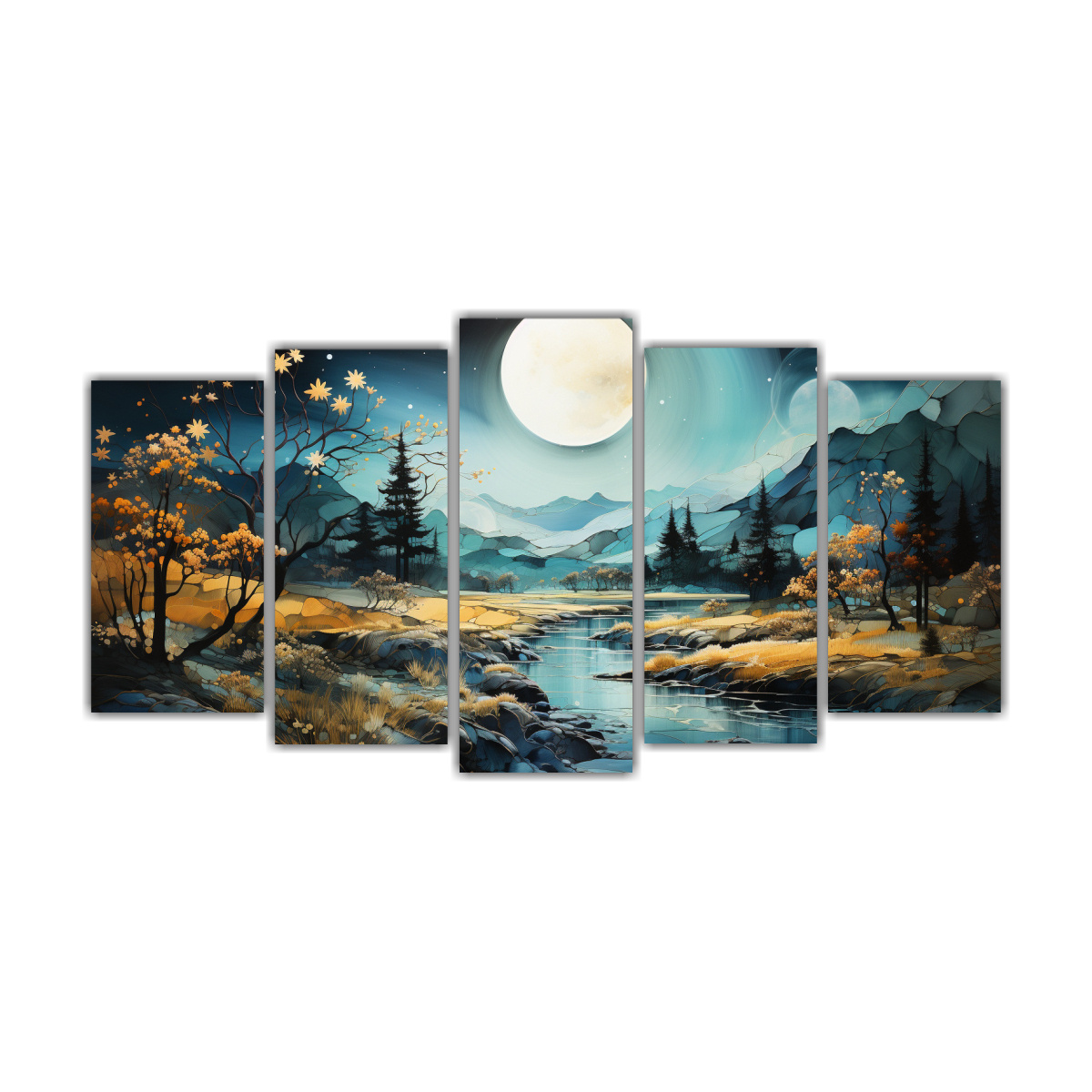 CUADRO FOTOGRÁFICO MONTAÑAS CON LUNA Y VITALIDAD 250X125 CM - 1