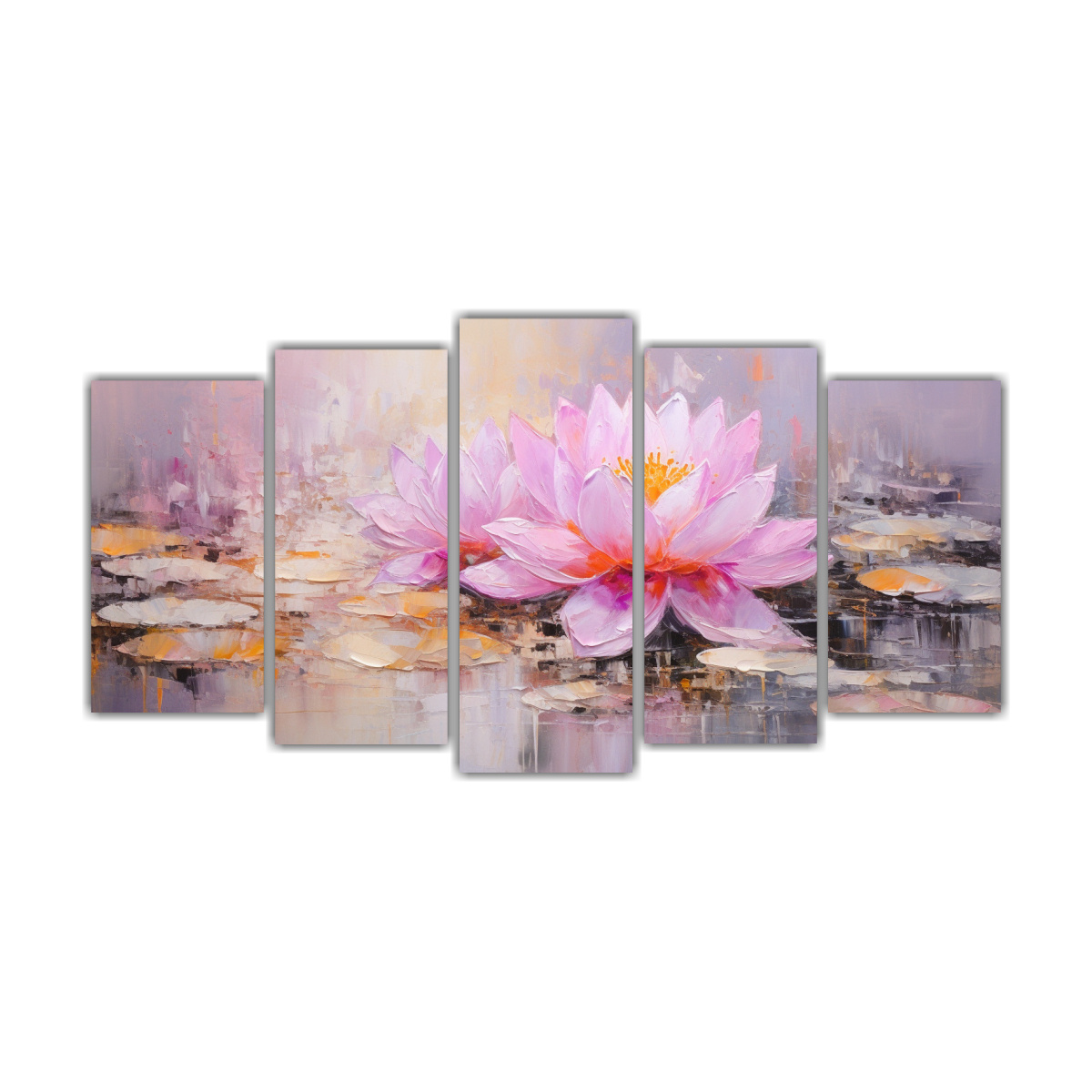 CUADRO HORIZONTAL PARA COMEDOR DE LOTO ROSA EN 250X125 CM - 1