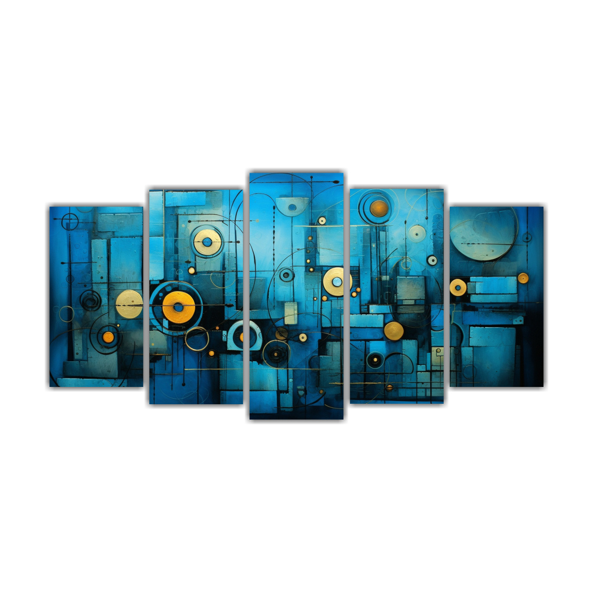 CUADROS ABSTRACTOS EN TONOS AZULES PARA SALA EN 200X100 CM - 1