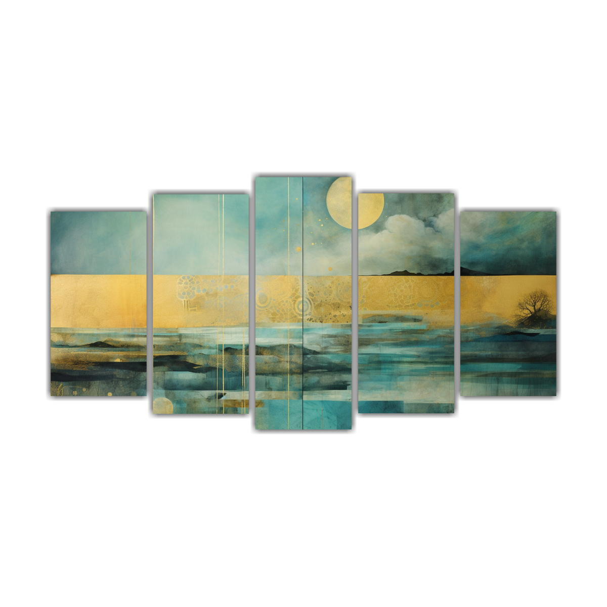 CUADRO LIENZO ALTA CALIDAD PINTURA FANTASÍA SET 100X50 CM - 1