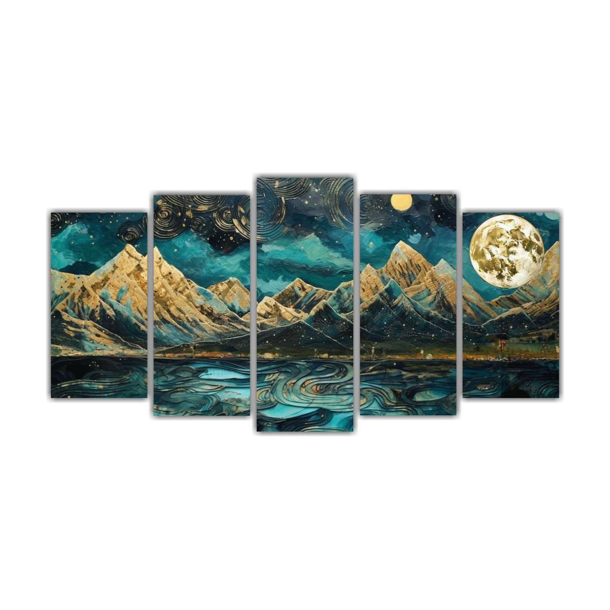 PINTURA INSPIRADORA CON LUNA Y MONTAÑAS 200X100 CM - 1