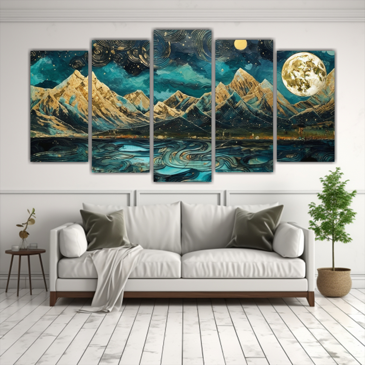 PINTURA INSPIRADORA CON LUNA Y MONTAÑAS 200X100 CM - 2