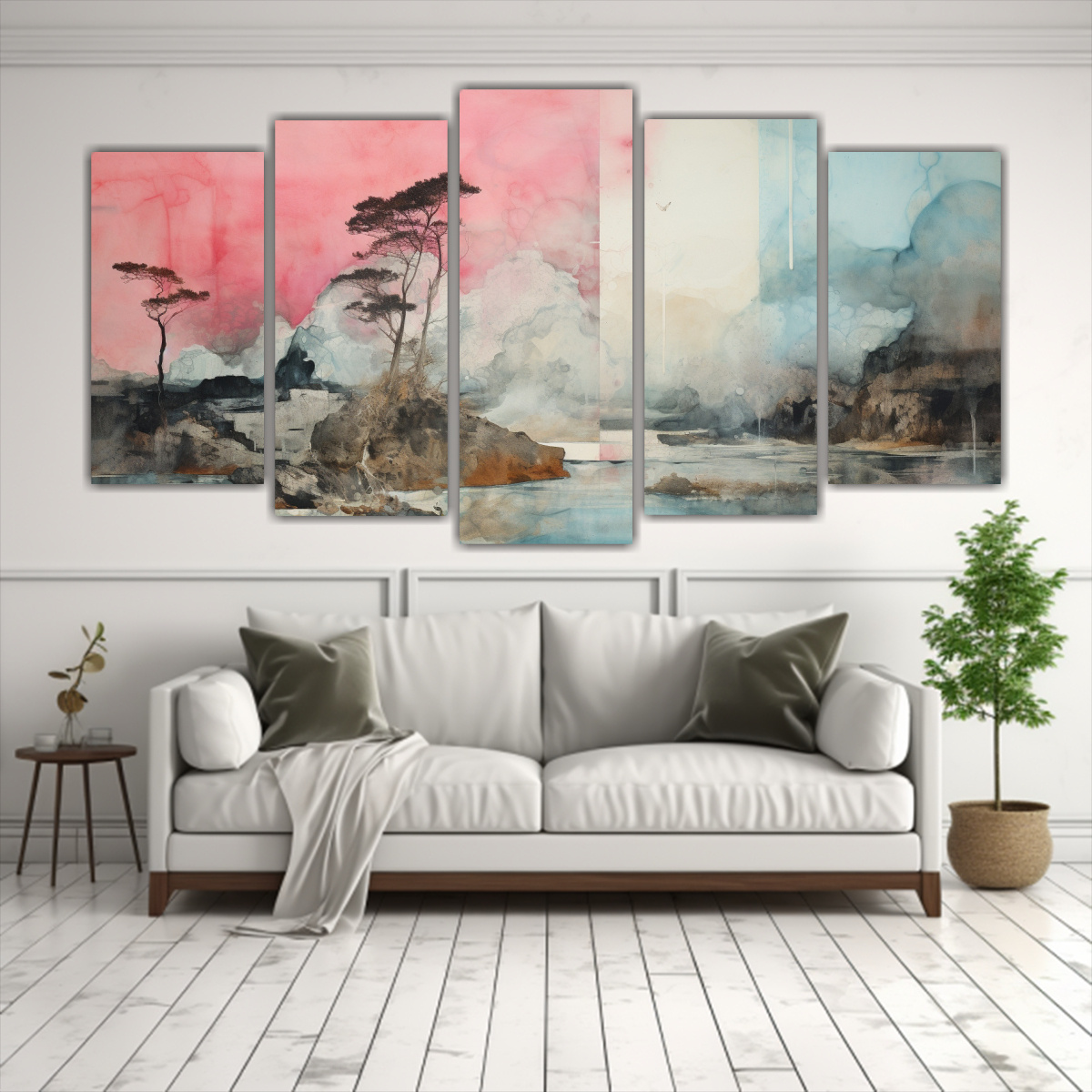 PINTURA IMPACTANTE CON ACUARELAS ROSADAS, 200X100 CM - 2