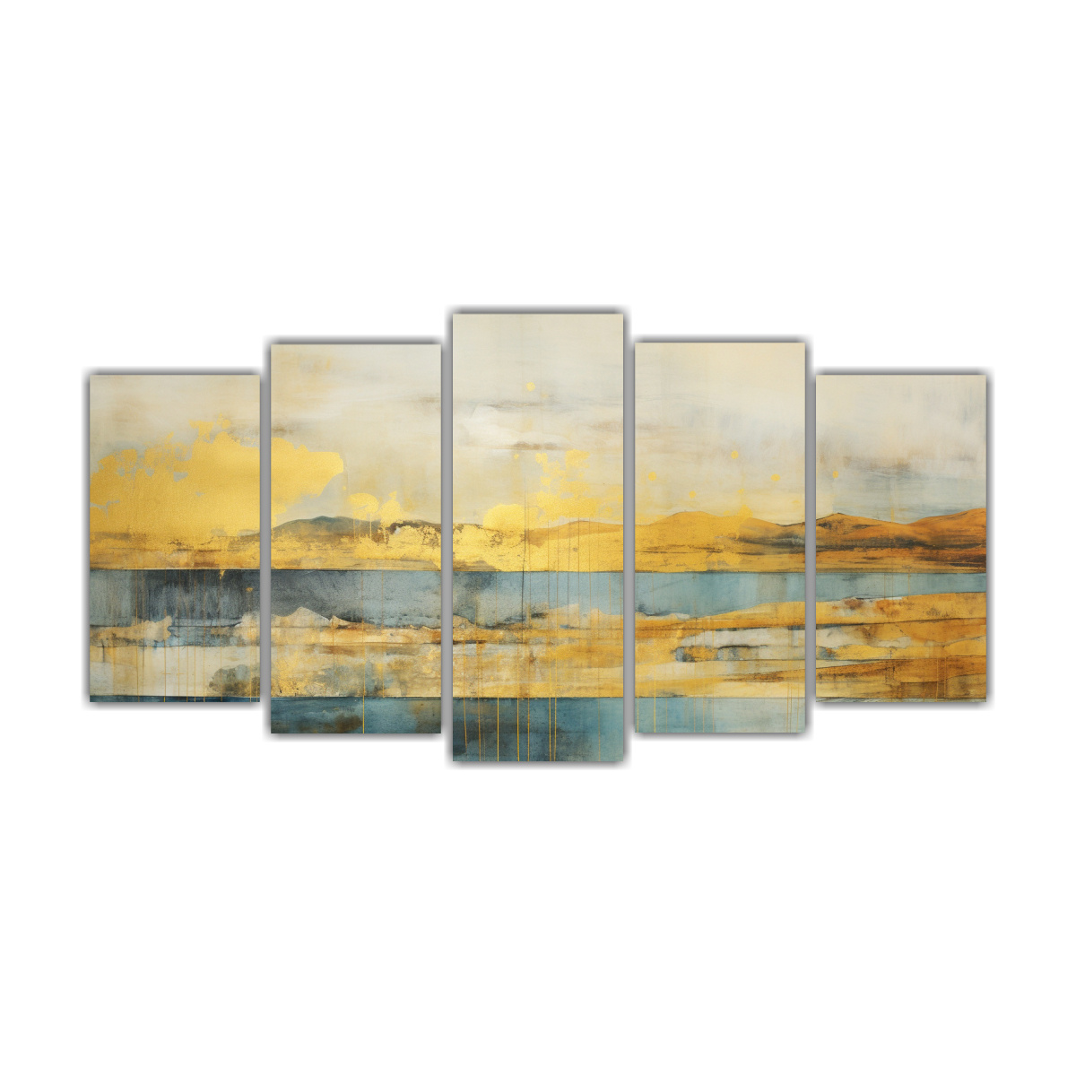 PINTURA IMPRESA CON ACUARELA AMARILLA, TURQUESA Y 200X100 CM - 1