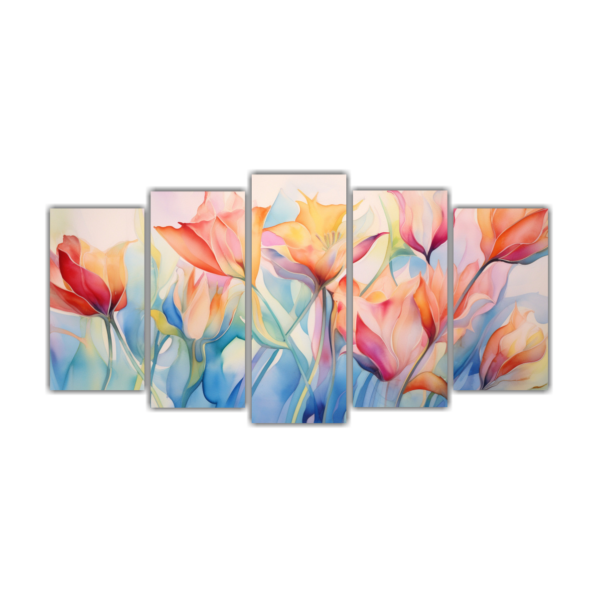PINTURA DECORATIVA ACUARELA FLORAL ABSTRACCIÓN 200X100 CM - 1